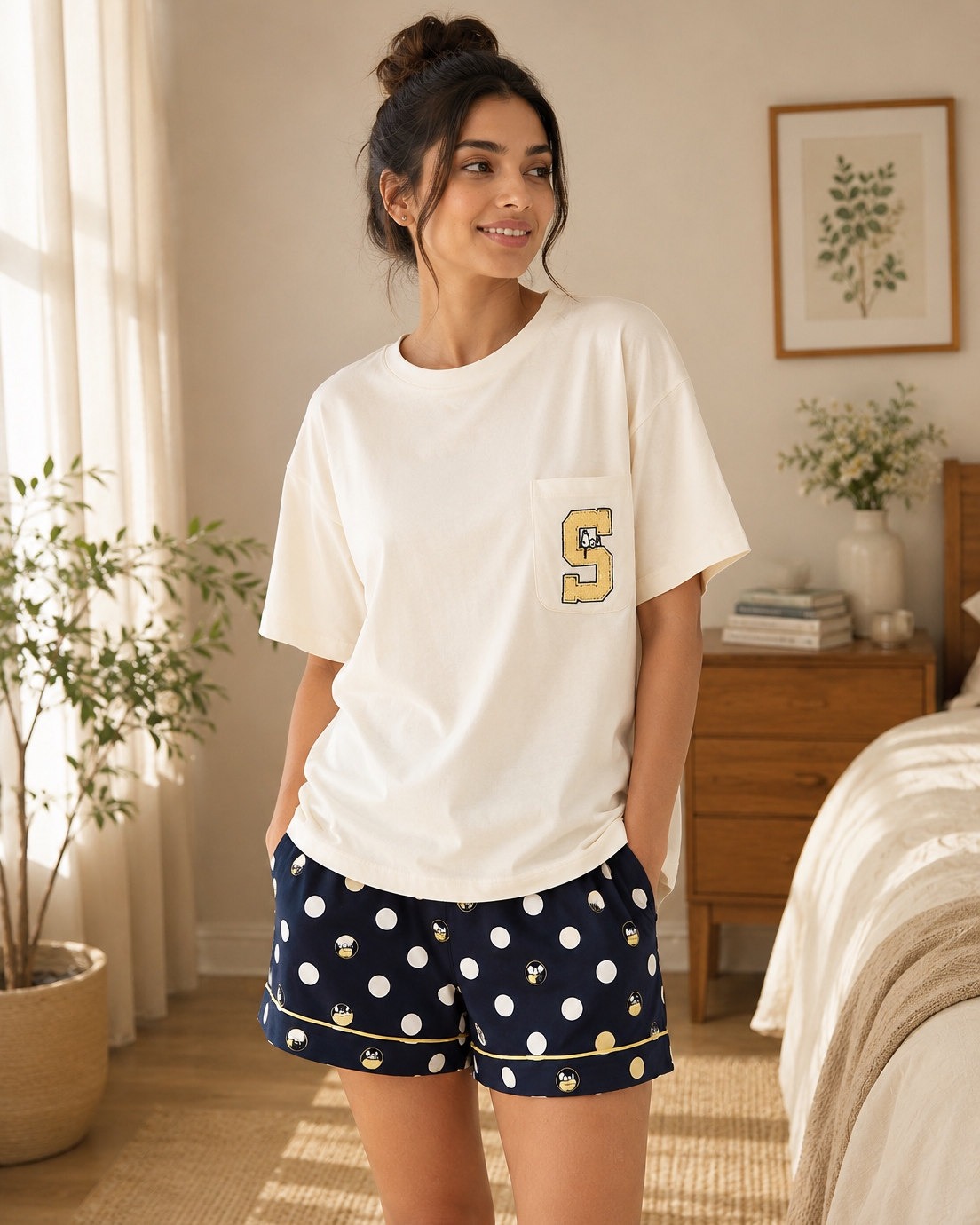 Sleepy Beagle Cotton Shortie Set