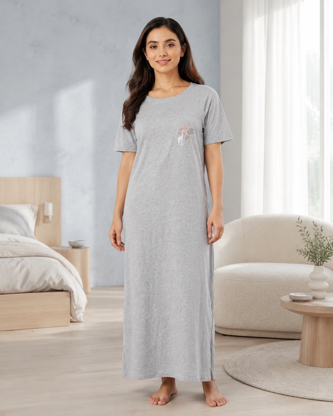 IMG_6601 Grey Lounge Longline Nightdress