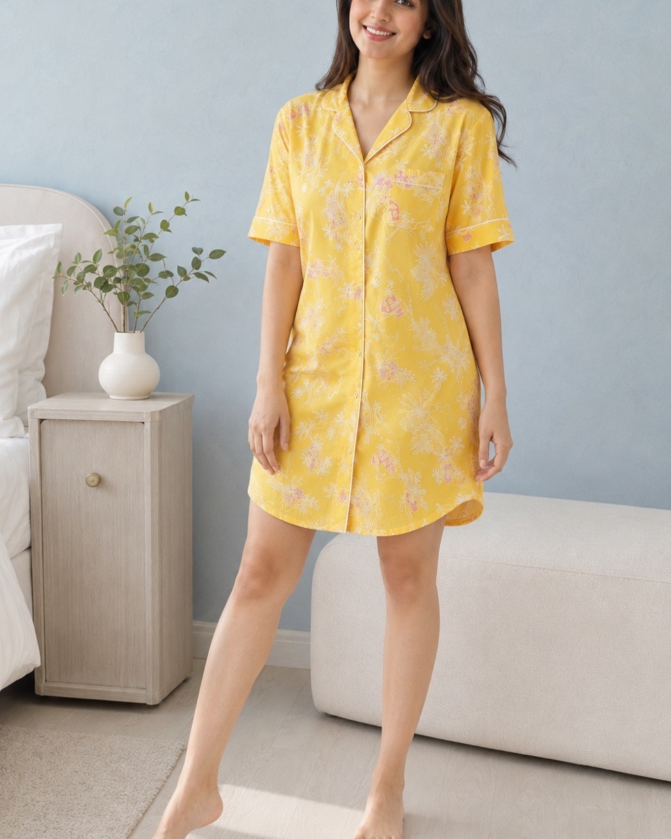 IMG_6604 Tropical Glow Shirt Nightdress – Yellow
