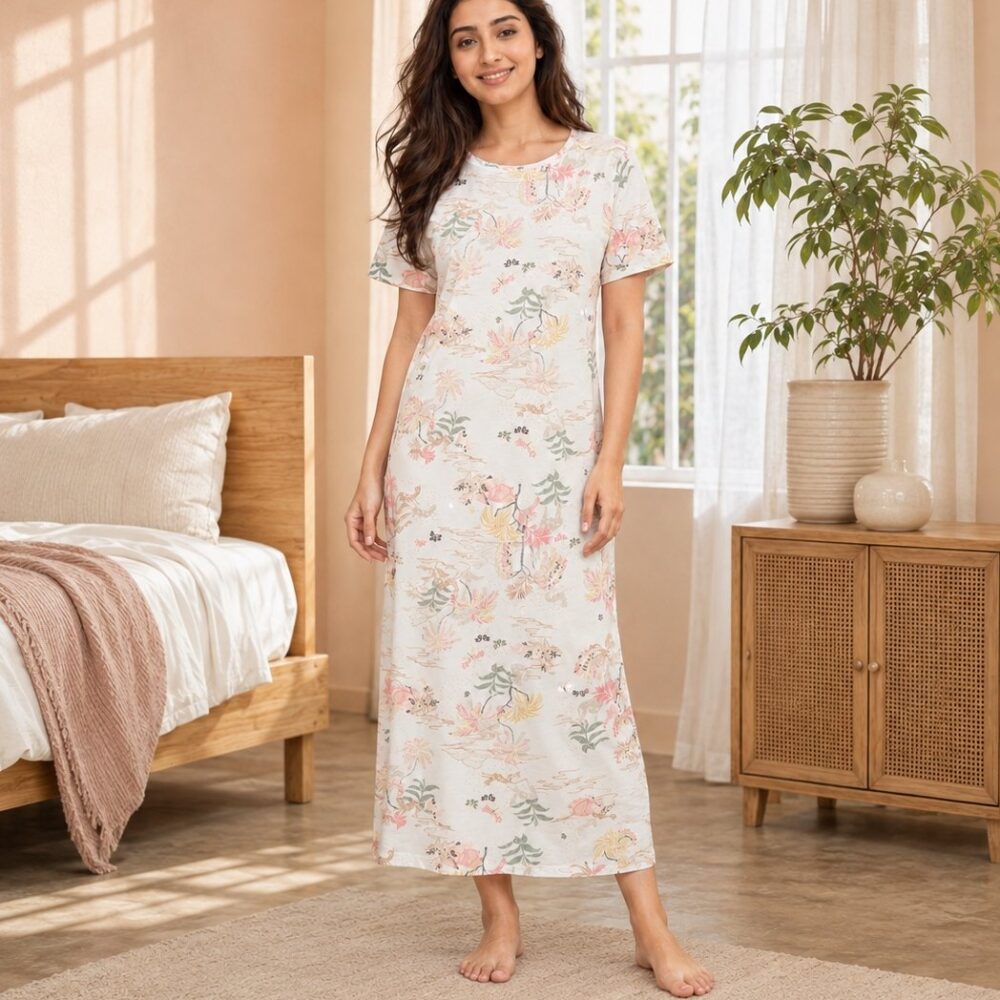 Pastel Meadow Cotton Nightie