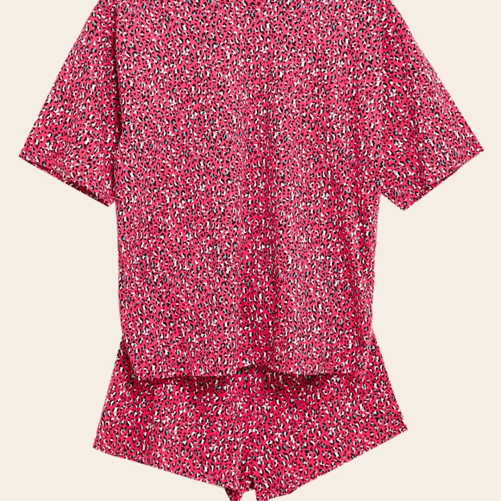 Pink Wild Cotton Rich Shorts Set