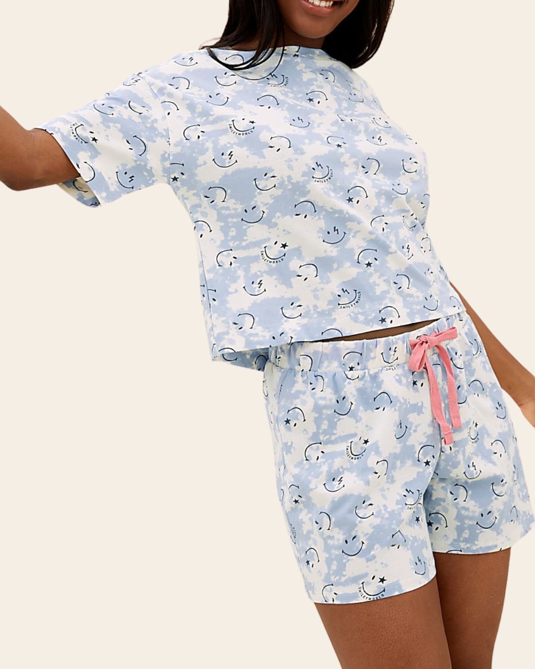 Smiley Cloud Cotton Rich Shorts Set