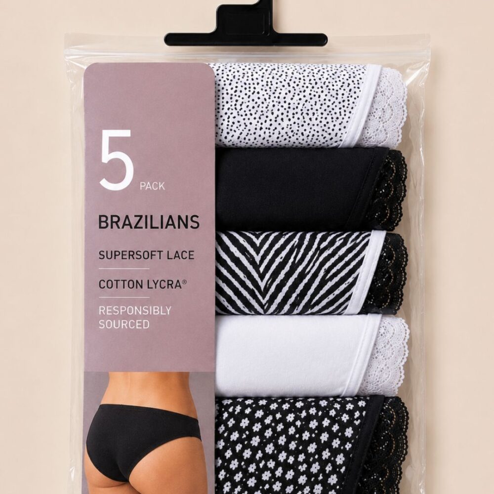 Supersoft Lace Brazilian Briefs – Pack of 5