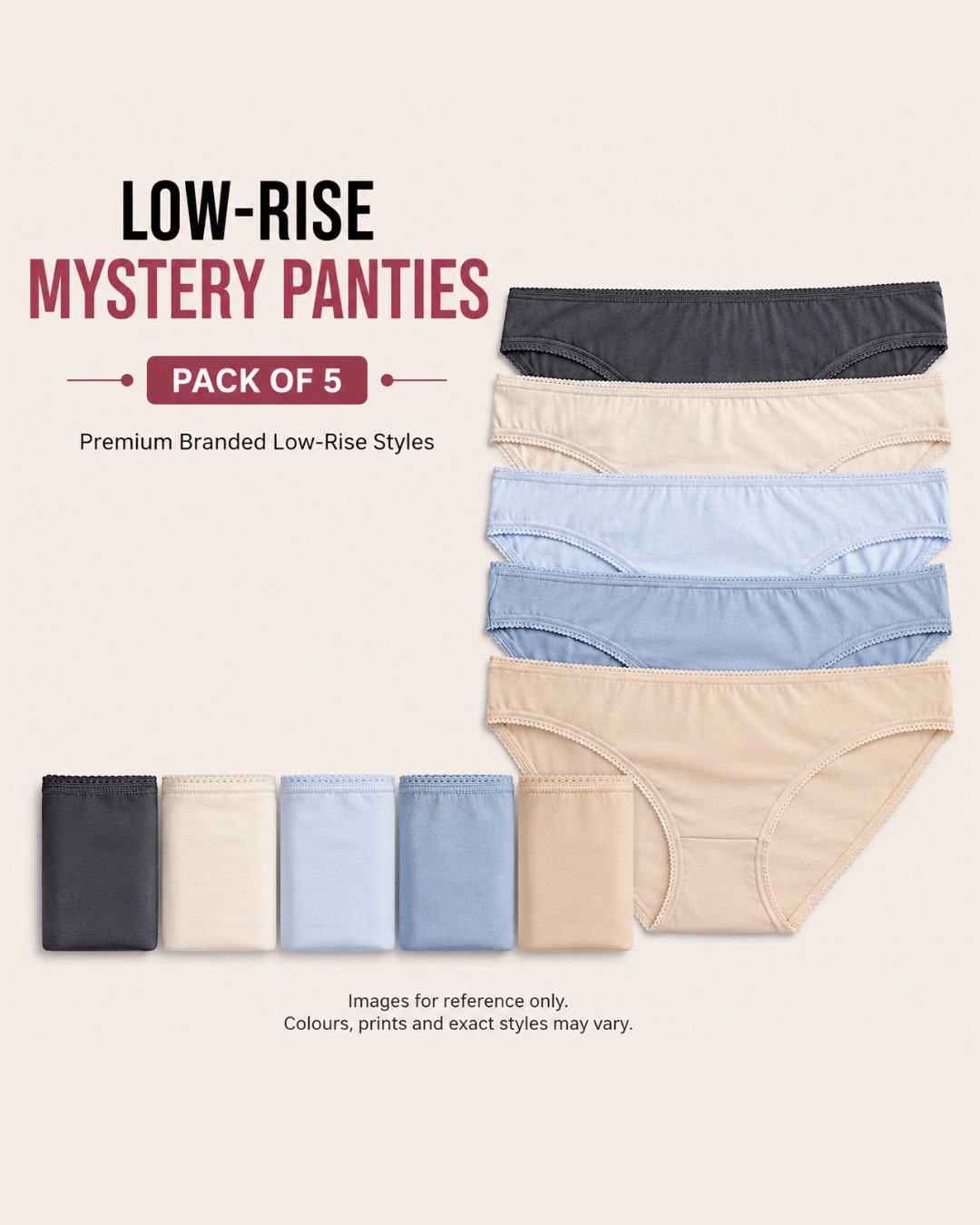 Premium Branded Low-Rise Mystery Panties – Pack of 5