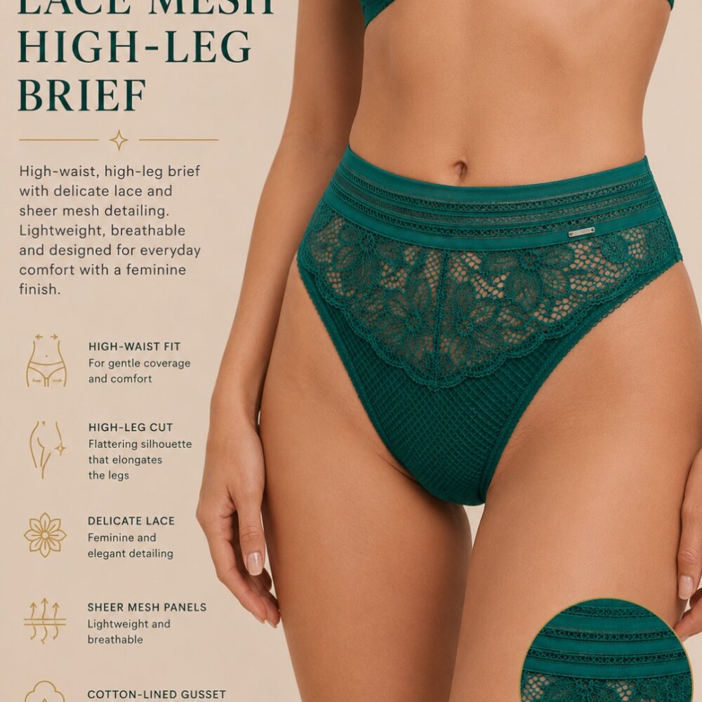 Emerald Mesh High Waist Brief