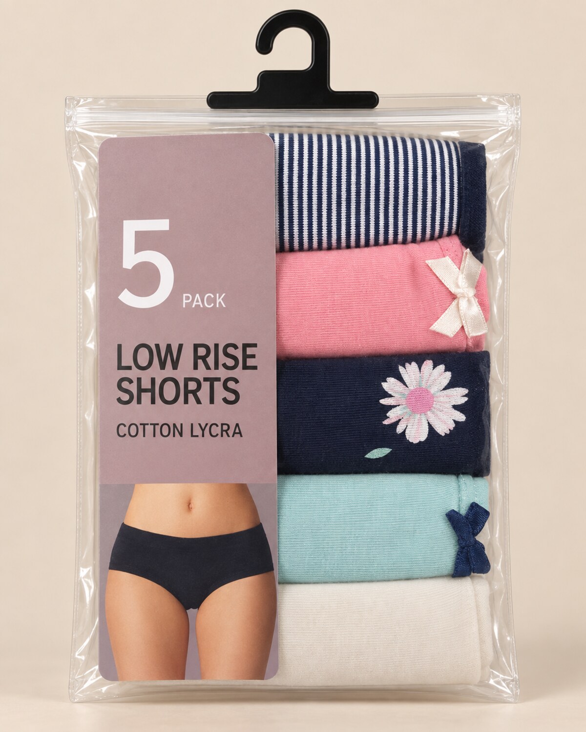 Pastel Bloom Low Rise Shorts – Pack of 5