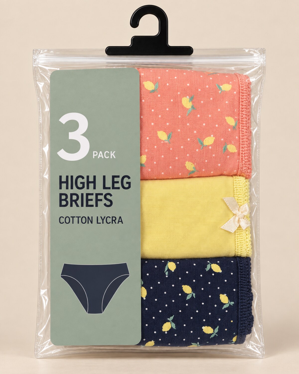 Lemon Pop High Leg Briefs  – Pack of 3