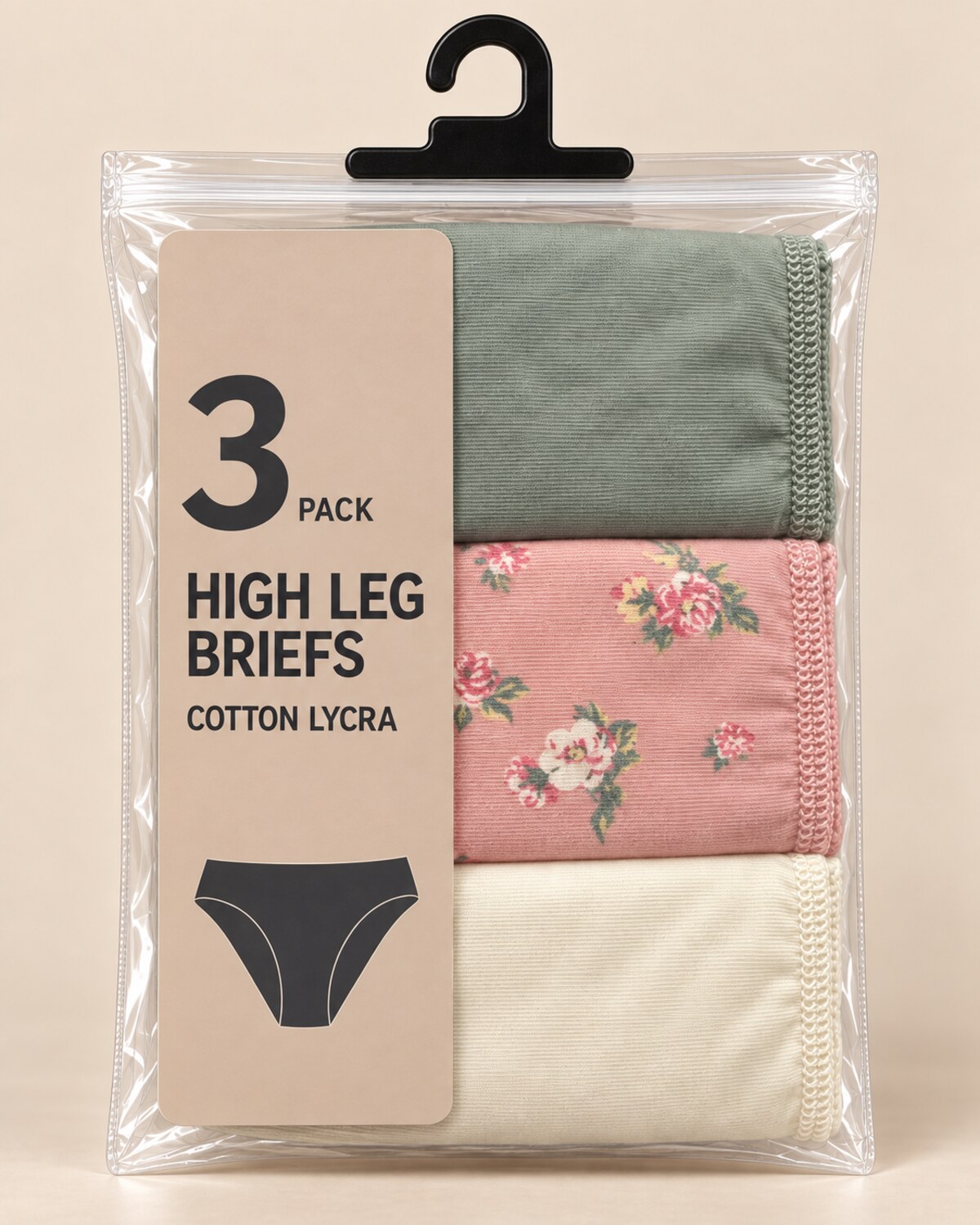 Vintage Rose High Leg Briefs – Pack of 3