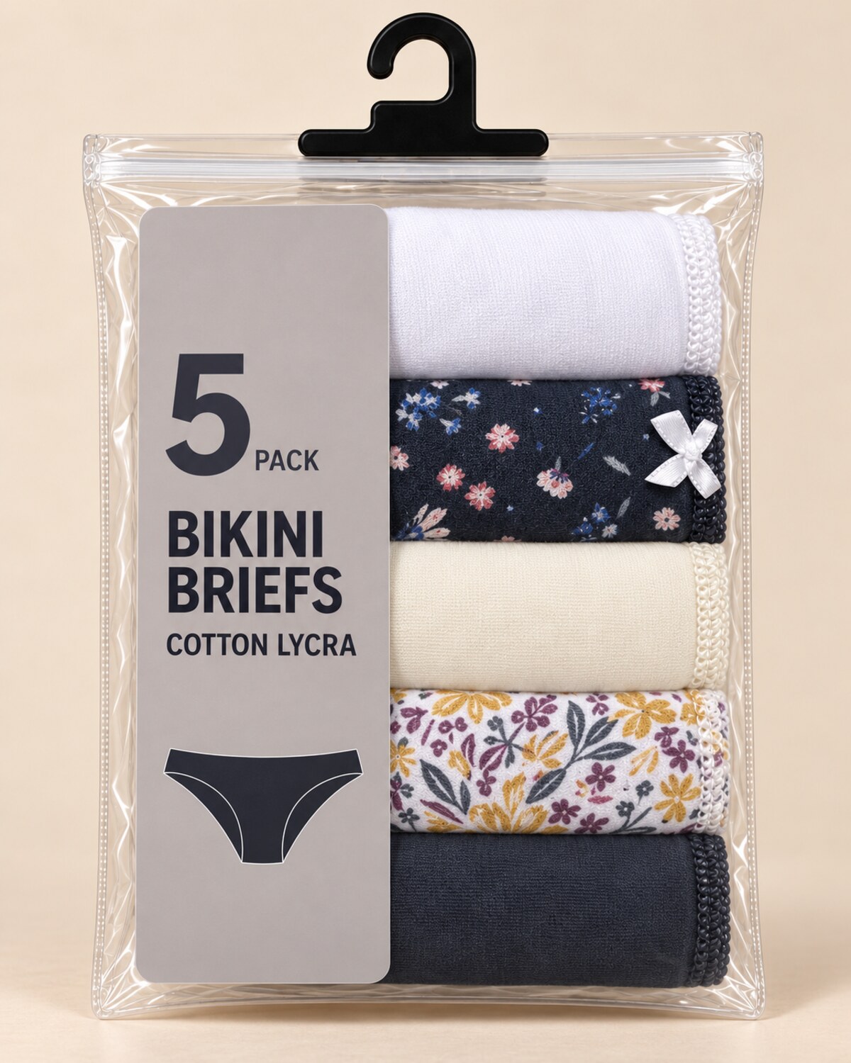 Midnight Bloom Bikini Briefs – Pack of 5
