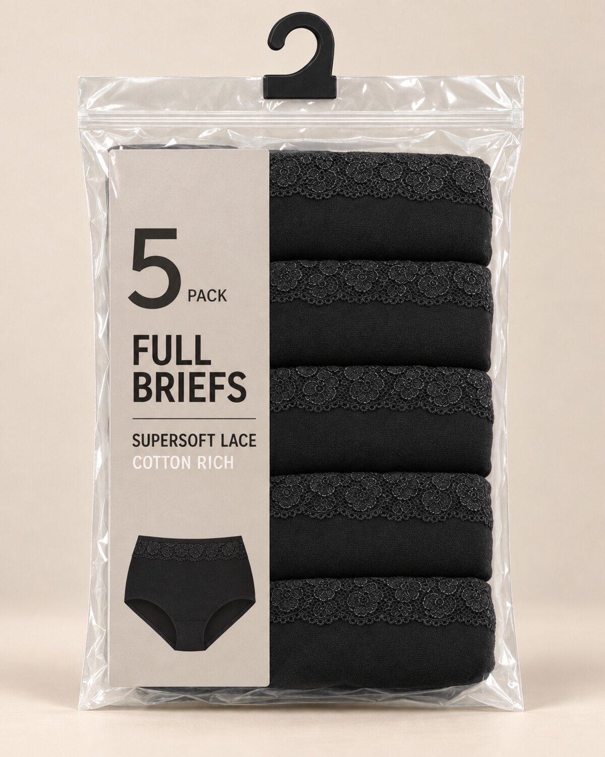 Midnight Lace Full Briefs – Pack of 5